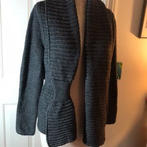 Funky chunky knit gray Sarah Pacini cardigan shrug